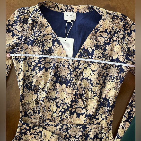 Sezane Country Flowers Dress in Navy and Cream | Size 34 | US Size 2 - Picture 3 of 12